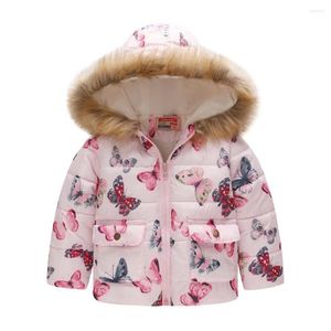 Manteau en duvet imprimé à la mode, sweat à capuche avec fermeture éclair, Design exquis, Style élégant et décent, épais, veste d'hiver rembourrée en coton pour enfants garçons et filles