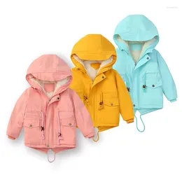 Manteau d'hiver épais et chaud en polaire rembourré pour enfant, veste longue à capuche pour fille et garçon, tenue pour enfant, vêtements d'extérieur 90-140 cm