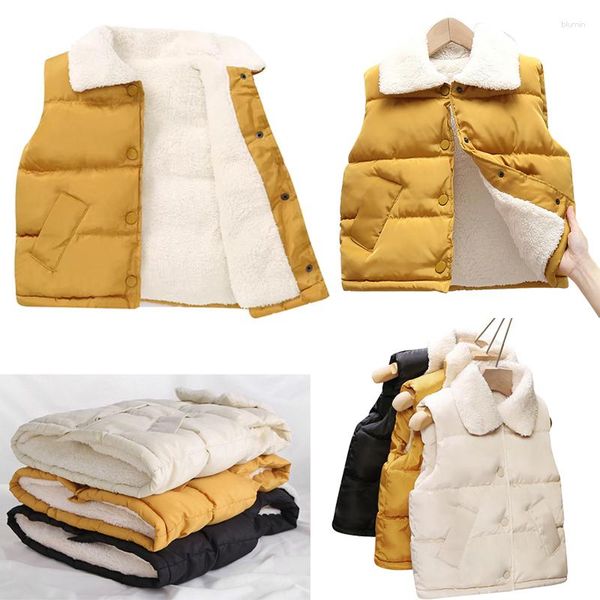 Manteau en duvet pour garçons et filles de 1 à 10 ans, veste d'hiver sans manches à capuche, vêtements d'extérieur chauds en polaire pour enfants