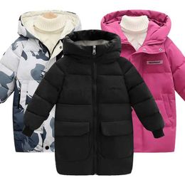 Manteau en duvet Fshion Smiley Manteau pour enfants manteau en coton pour garçons hiver Manteau long épaissi à capuche pour garder au chaud les grands garçons veste rembourrée 4-14 ans J231013