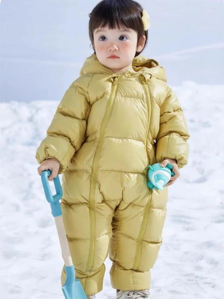 Manteau en duvet pour filles et garçons, combinaisons plus épaisses pour enfants, manteaux de canard blanc, à capuche, mignon et chaud, barboteuse Z1264