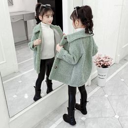 Manteau en duvet pour fille, veste d'hiver en fausse fourrure épaisse, vêtements d'extérieur en laine chaude pour enfant en bas âge et adolescent