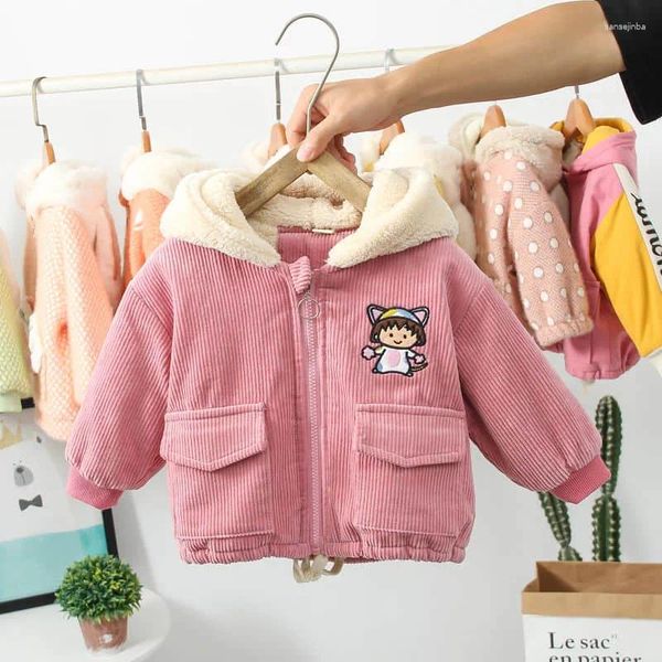 Girls Down Girls Autumn and Winter Jacket 2024 Net Red Style Extranfol's Baby Girl Cordurowy Plus Velvet Versión coreana a