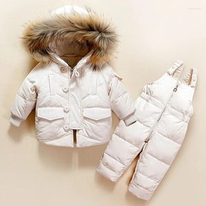 Down Coat Girls Clothing Sets Warm Hooded Duck Jacket Coats broek waterdichte sneeuwpuit kinderen babyjongens kleren