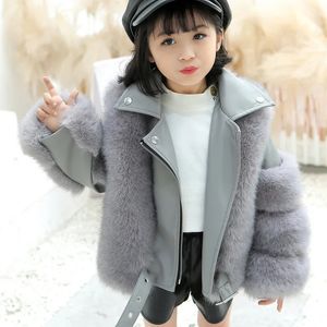 Manteau en duvet pour filles, veste en fourrure, vêtements d'extérieur en coton, pardessus Vintage chaud épais Plus velours hiver automne adolescent caillot flou pour enfants 2023 231128