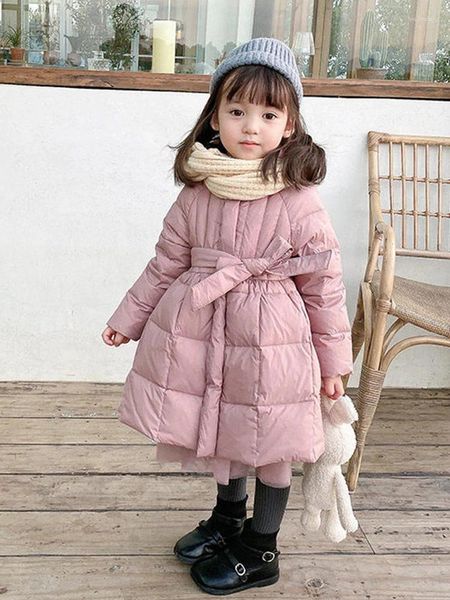 Manteau en duvet pour filles, veste d'hiver pour enfants, vêtements d'extérieur mi-longs pour filles, rembourrage Long