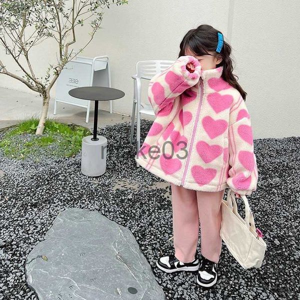 Down Coat Filles veste agneau velours super épais plus velours amour manteau top 22 hiver nouveaux vêtements extérieurs pour enfants nouveau rose J230823