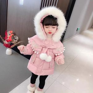 Manteau en duvet pour filles, veste d'hiver, vêtements pour enfants, vêtements à capuche pour bébé, costume Tang rose mignon, vêtements d'extérieur chauds pour enfants CH190 231202