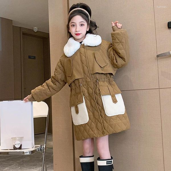 Manteau en duvet pour filles, Parkas d'hiver en polaire épaisse, vêtements d'extérieur chauds pour enfants, veste à la mode, manteaux pour enfants adolescents de 8 10 12 13 14 ans