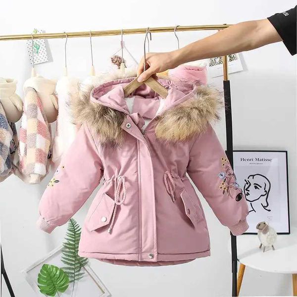 Down Coat Girls Pie para superar la chaqueta de algodón de invierno 2023 Nueva versión coreana Ropa para niños más abrigos gruesos de terciopelo para niños -20 grados J231013