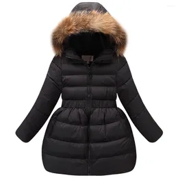 Manteau en duvet pour filles, veste bouffante solide pour princesse, vêtements d'extérieur Slim avec taille élastique, vêtements coupe-vent d'hiver, pardessus Long et chaud