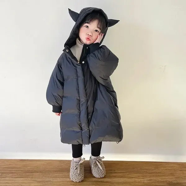 Abrigo de plumón para niña, ropa de invierno, chaqueta para bebé, estilo occidental, coreano, con capucha, longitud media, engrosamiento, cálido