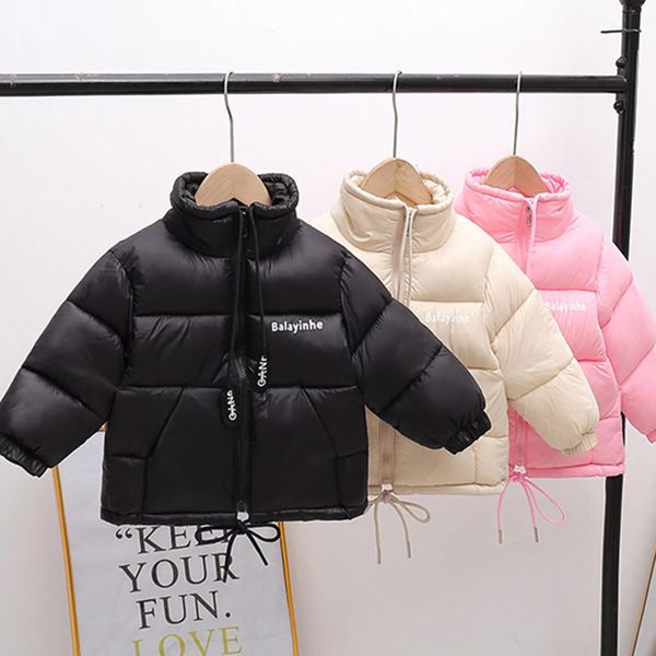 Manteau d'hiver pour filles, manteau avec lettres, corde de traction, fermeture éclair, veste chaude pour garçons, 2023, vestes pour enfants, Parka décontractée pour enfants de 2 à 13 ans, 231020