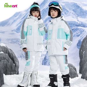Abrigo de plumón Hiheart -30 grados Trajes de esquí para niños Chaquetas gruesas para la nieve Pantalones Ropa deportiva de invierno al aire libre Impermeable Niños Niño Niña Traje de snowboard HKD230725