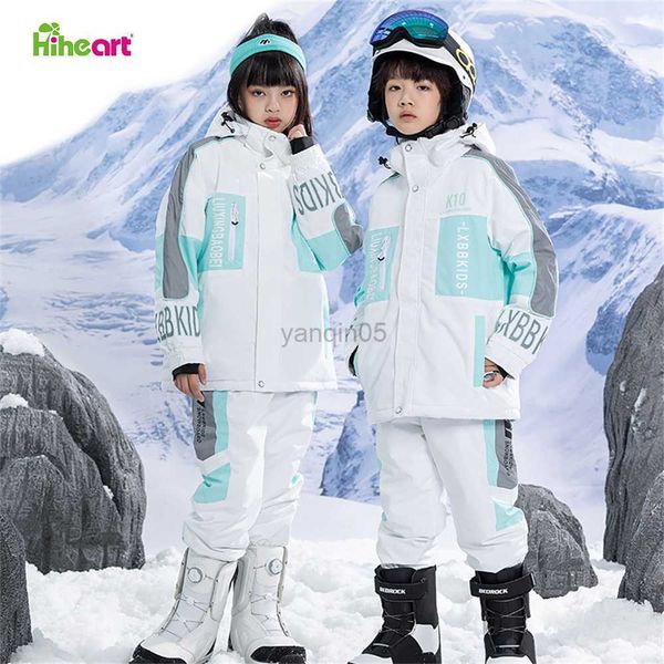 Manteau en duvet Hiheart -30 Degrés Enfants Ski Costumes Épais Neige Vestes Pantalons Hiver Sportswear En Plein Air Imperméable Enfants Garçon Fille Snowboard Costume HKD230725