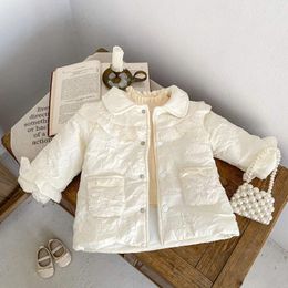 HoneyCherry – manteau en duvet pour fille, veste épaisse rembourrée chaude pour bébé fille, couleur unie, col de poupée, en coton, à manches longues, hiver