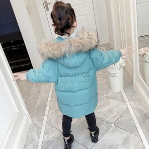 Down Jas irls katoen gewatteerde jassen winter lange Bovenkleding 4 5 6 7 8 9 10 11 12 13 14 jaar oude kinderen verdikte jas Kinderkleding HKD230725