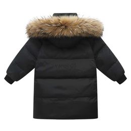 Donsjas Jas Kinderen Beneden warm Winter Dikker kleding Jongen peuter meisje kleding Hooded Parka natuurlijke bontjas Kinderen Tiener Sneeuw snowsuit HKD230725