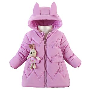 Abrigo de plumón KEAIYOUHUO, chaqueta de moda de invierno para niños, lindo conejo, Chico, niña, cuello de piel grueso, abrigo para niña 221130