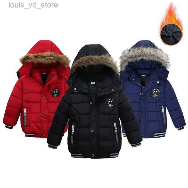 Abrigo de abajo Mantener caliente Otoño Invierno Niños Chaqueta Cuello de piel con capucha Abrigo de bebé Moda Cremallera Niño Ropa exterior 2-6 años Ropa para niños Regalo de cumpleaños T231204