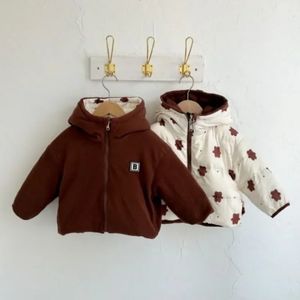 Donsjas Kinderen Baby Jongen Meisje Warme Donsjassen Jongens Meisjes Capuchon Leuke Cartoon Parka Herfst Winter Dubbelzijdig Dragen Jassen Kinderkleding 231031