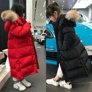 Down jas Kids jongens meisjes winter mode massief kapsel warm katoen long bovenkleding kinderen kleding sneeuwpuit jas jassen q51 221102