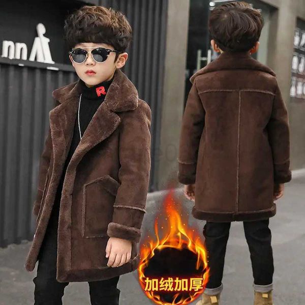 Piumino Bambini Ragazzi Giacca di lana Cappotti Qualità Autunno Inverno Plus Velluto Addensare Bambini Ragazzo Capispalla 2 colori Per 3 4 6 8 10 12 14Y J231013