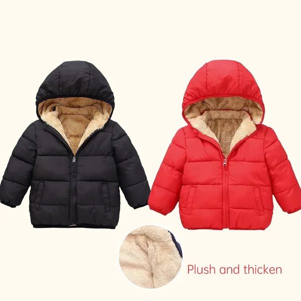 Manteau en duvet pour enfants, vêtements en coton, doudoune, manteau pour bébés, vêtements pour enfants, garçons et filles, en cachemire, épais et chaud, fermeture éclair, vêtements d'extérieur à capuche 231017