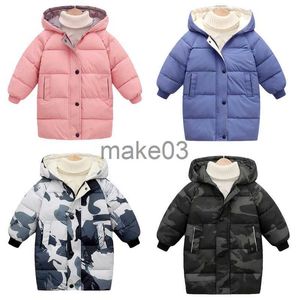 Down Coat Kids Down Long Outerwear Winter Herfst kleding jongens meisjes meisjes katoenpadded parka jassen grote kinderen dik warme jassen 212y j230823