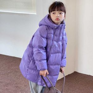 Down Jas Kinderen Meisje Winter Donsjacks 8 10 12 jaar Mode Rits Puffer Jas Roze Paars Losse Kinderen lente Herfst Bovenkleding HKD230725