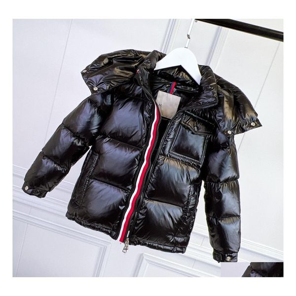 Manteau en duvet Enfants Manteaux d'hiver à capuche Garçon Fille Épais Vêtements d'extérieur chauds Vêtements Hauts Vêtements d'extérieur pour bébé 90 Vestes de canard blanc Capuchon amovible Vent Dhxtk