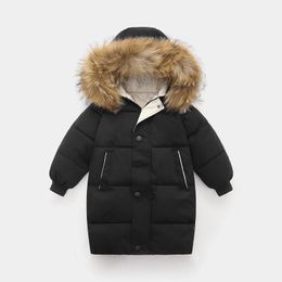 Manteau en duvet pour enfants, épais et chaud, hiver, vraie fourrure, capuche longue, Parkas, vestes en coton, vêtements d'extérieur pour enfants et adolescents, 231218