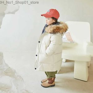 Donsjas Kinderen Dikker Warme Jongens Winter Echt Bont Capuchon Lange Parka Meisjes Katoenen Jassen Outerwears Tiener Kinderkleding Q231206