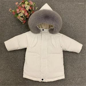 Abrigo de plumón para niños, ropa de abrigo muy cálidas con diseño de piel a la moda de invierno para bebés, Parkas de 2 a 10 años