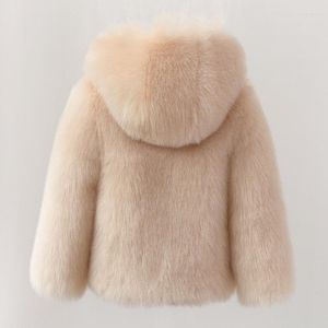 Manteau en duvet pour enfants, veste d'hiver à capuche en fourrure pour filles, chaud, ample, fausse princesse, coton