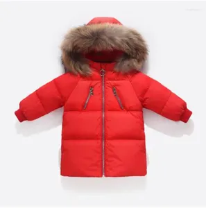 Le manteau down kids veste d'hiver collier de fourrure long garçons 1-6 ans