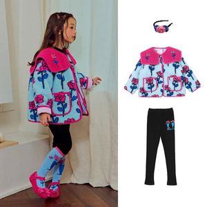 Down Jas Koreaanse Kinderen Bloem Jas Jurk Voor 2023 Baby Meisjes Lamswol Winter Bovenkleding Prinses Rok Kleding 231113