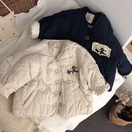 Manteau en duvet coréen enfants veste d'hiver coton vers le bas Parkas garçons filles mignon chat imprimé coton manteau épais coton Chidlren manteau chaud coton manteau 230926