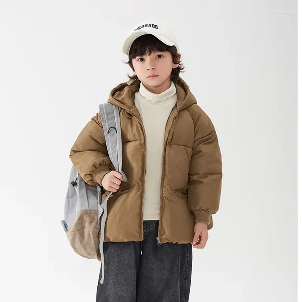 Manteau en duvet beige clair marron veste d'hiver parkas pour tout-petits filles garçons unisexe enfants mignon chaud vêtements d'extérieur à capuche enfants manteaux à glissière