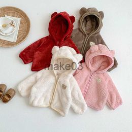Down jas liligirl nieuwe winter babybeer jas peuter fleece schattige vest kaap baby warme tops babymeisjes kleren j230823