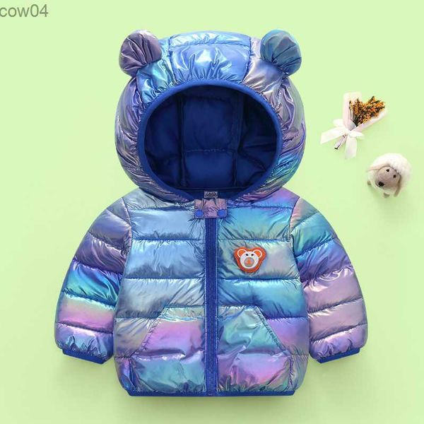 Abajo Abrigo Nuevos Niños Niñas Ropa Niños Oso de dibujos animados Abrigos con capucha Otoño Invierno Cálido Moda Outwear Niños Chaqueta informal para 1-5T L230625