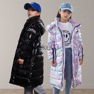 Down Coat Nouvelle doudoune fine pour enfants Filles mode brillant coupe-vent et imperméable doudoune Garçon Noir Résistant aux taches Long Manteau J230823