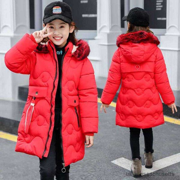 Manteau en duvet pour enfants, nouvelle veste d'hiver pour filles, manteau coupe-vent épais pour 8 10 12 14 ans, couleur bleu/rouge/noir R230905