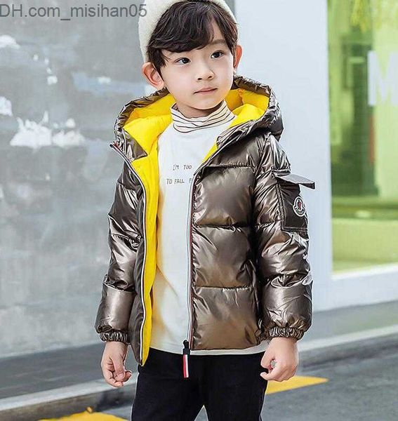 Manteau en duvet Nouveaux enfants veste d'hiver Manteau pour enfants fille argent or Garçons Casual Manteaux à capuche Bébé Vêtements Outwear enfant rose lumière Parka Jack189s Z230803