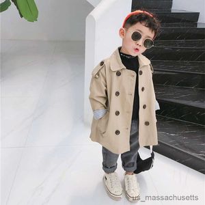 Donsjas Nieuwe Lente Herfst Jongens Meisjes Effen Kleur Casual Trenchcoat Kinderen Mode Halflange Windjack Kinderen Kraag kleding R230905