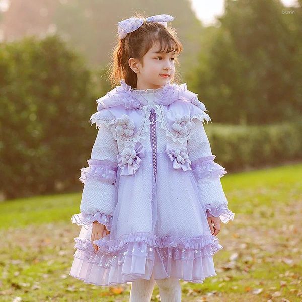 Manteau en duvet Original pour filles, veste Lolita pour enfants, Parka d'hiver en dentelle douce, Design en canard blanc, Y1060, 2023