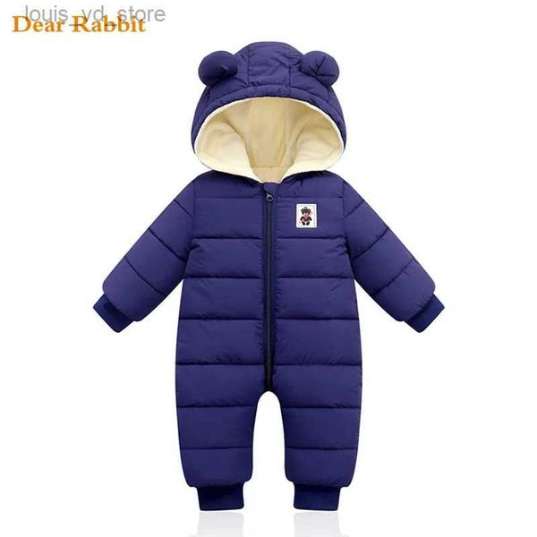 Manteau en duvet salopette vêtements pour bébé hiver plus velours nouveau-né infantile garçons filles chaud épais combinaison à capuche tenues manteau de neige enfants barboteuse T231204