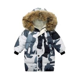 Manteau en duvet russe hiver enfants Parka enfant en bas âge garçon Camouflage fourrure à capuche bébé filles coton veste enfants vêtements adolescents pardessus 231113