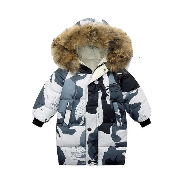 Abrigo de plumón Ruso Invierno Niños Parka Niño Niño Camuflaje Piel Con Capucha Bebé Niñas Chaqueta de Algodón Niños Ropa Adolescente Abrigo 231113