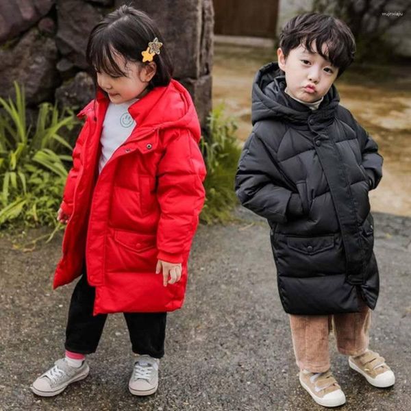 Abrigo de plumas, Parkas con capucha, chaqueta de invierno para niños y niñas, prendas de vestir, ropa para niños grandes y medianos, prendas de vestir exteriores de algodón informales cálidas en 4 colores